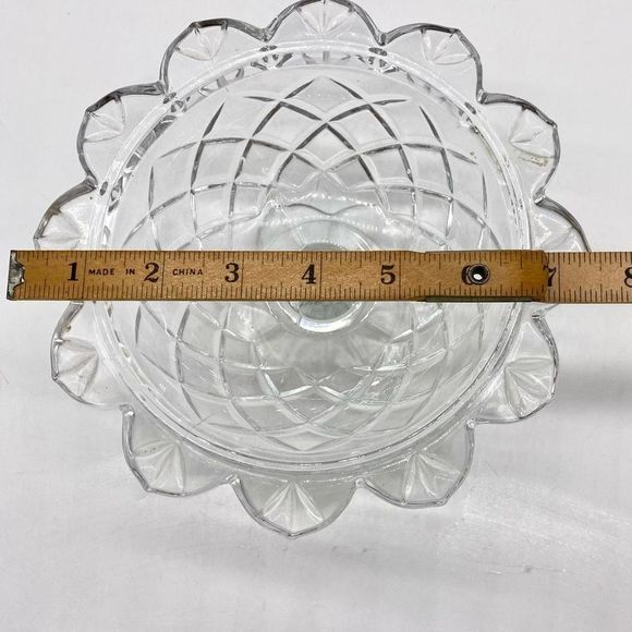 1940s Vintage Polonia Flower Shaped 24% Lead Crystal Compote Bowl Vase - Picture 9 of 12